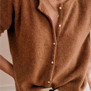 Sezane Gaspard Cardigan Sweater in Camel